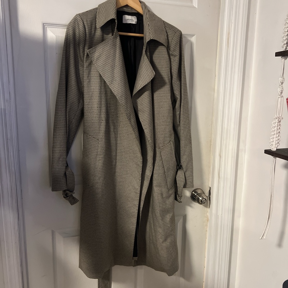 plaid trench
